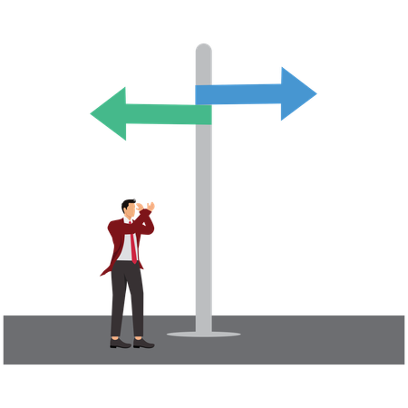 Businessman finding business direction  Illustration