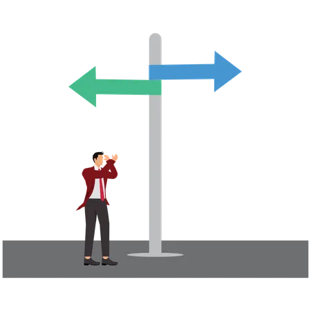 Businessman finding business direction  Illustration