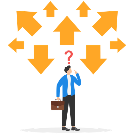 Businessman finding business direction  Illustration
