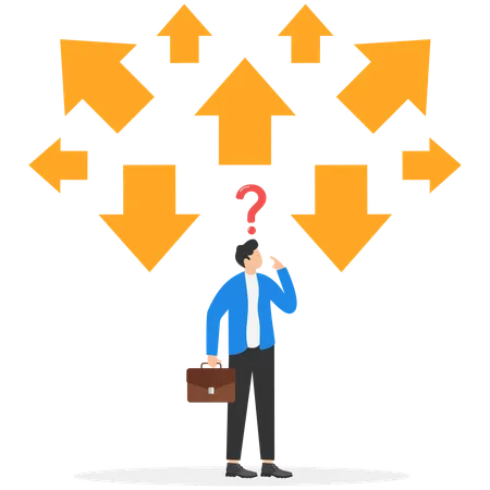 Businessman finding business direction  Illustration