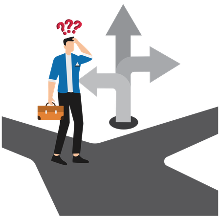 Businessman finding business direction  Illustration