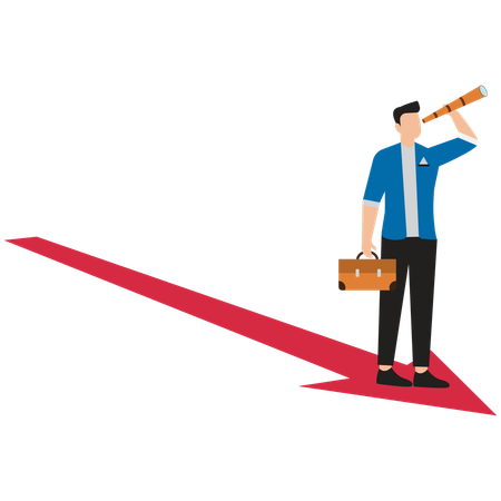 Businessman finding business direction  Illustration