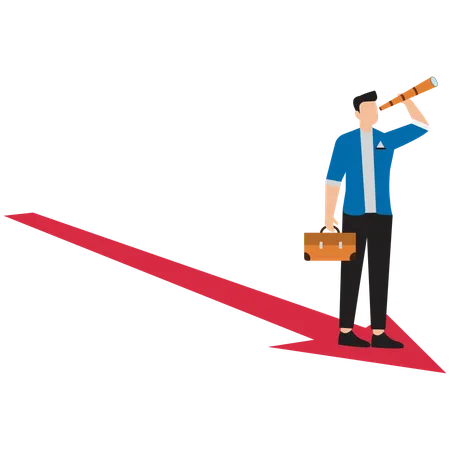 Businessman finding business direction  Illustration