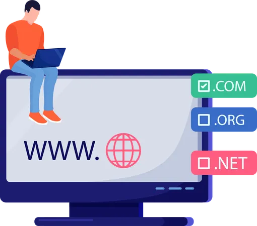 Businessman finding business domain  Illustration
