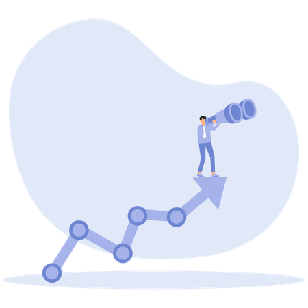 Businessman finding business growth using telescope  Illustration