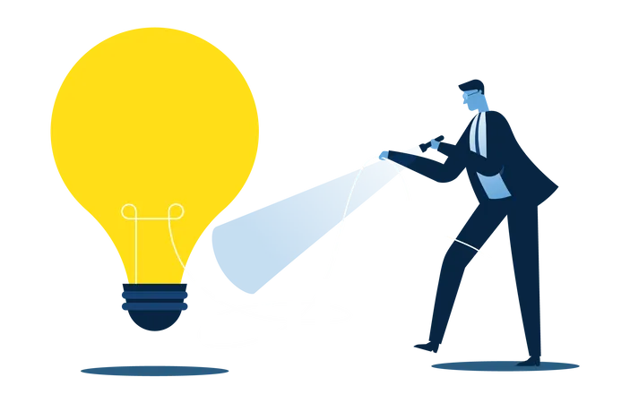 Businessman finding business idea  Illustration