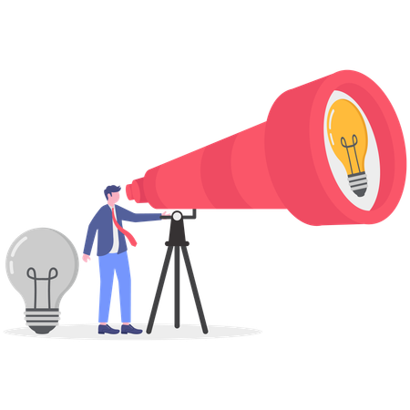 Businessman finding business idea using telescope  Illustration