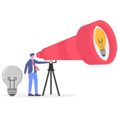 Businessman finding business idea using telescope  Illustration