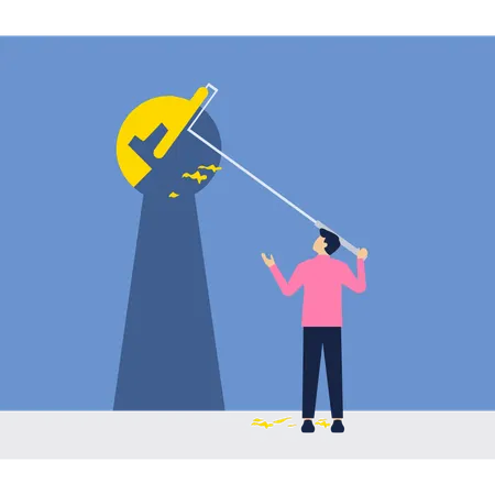 Businessman finding business keyhole  Illustration