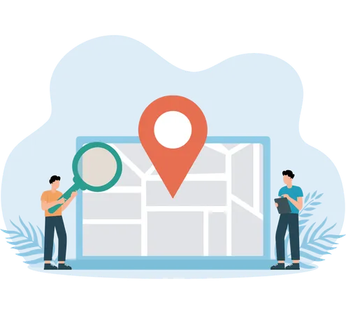 Businessman finding business location  Illustration