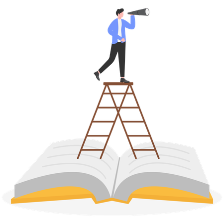 Businessman finding business skill using telescope  Illustration