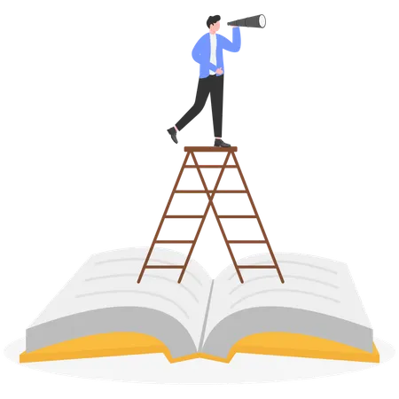 Businessman finding business skill using telescope  Illustration