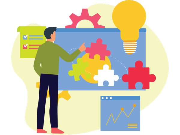 Businessman finding business solution  Illustration