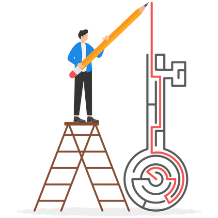 Businessman finding business solution  Illustration