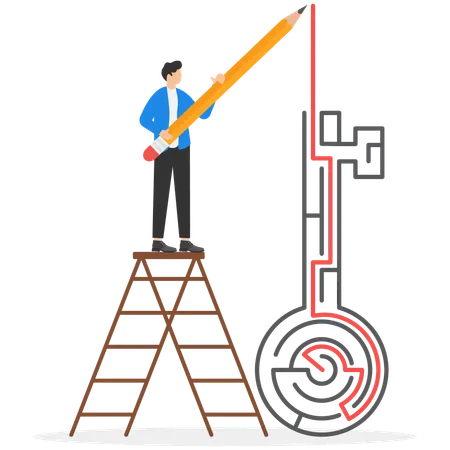 Businessman finding business solution  Illustration