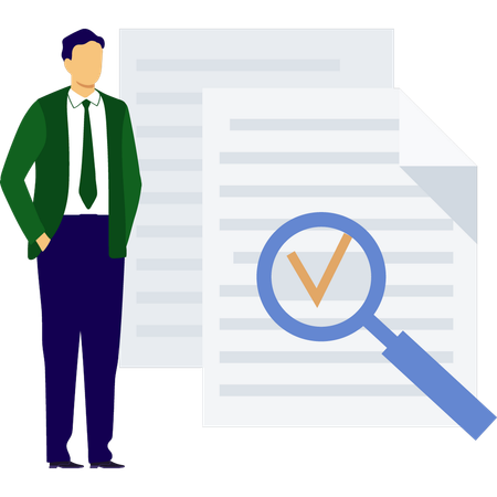 Businessman finding correct data  Illustration