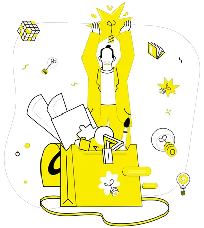 Businessman finding creative solution  Illustration
