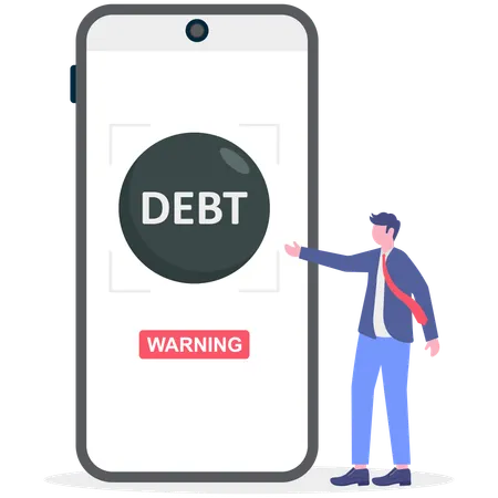 Businessman finding debt online  Illustration
