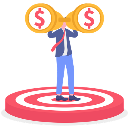 Businessman finding fianncial goal  Illustration