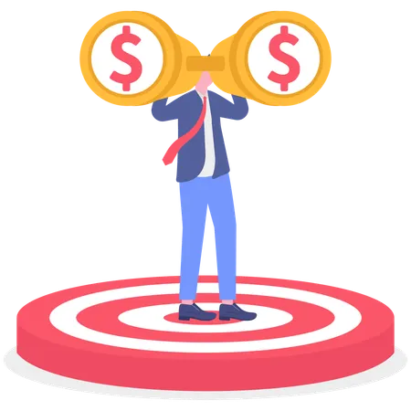 Businessman finding fianncial goal  Illustration