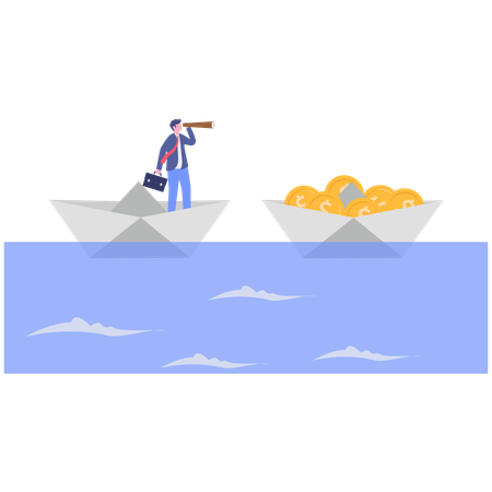 Businessman finding fianncial vision  Illustration