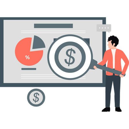 Businessman finding financial data  Illustration