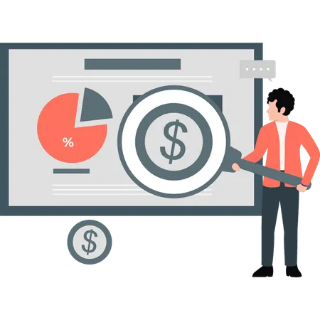 Businessman finding financial data  Illustration