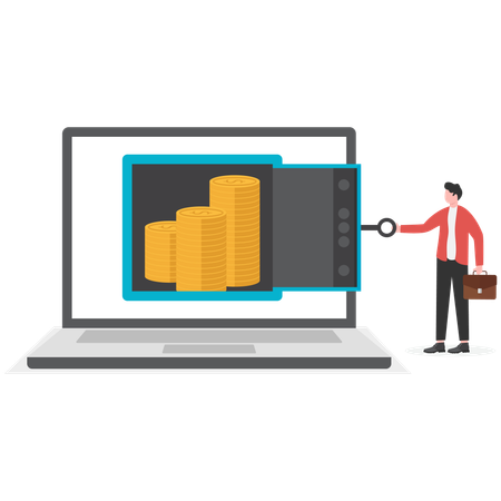 Businessman finding financial security key  Illustration