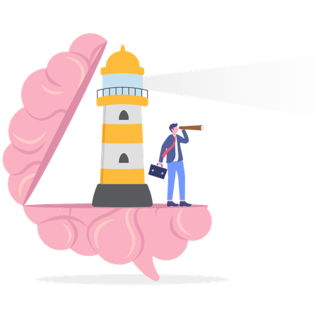 Businessman finding future opportunities  Illustration