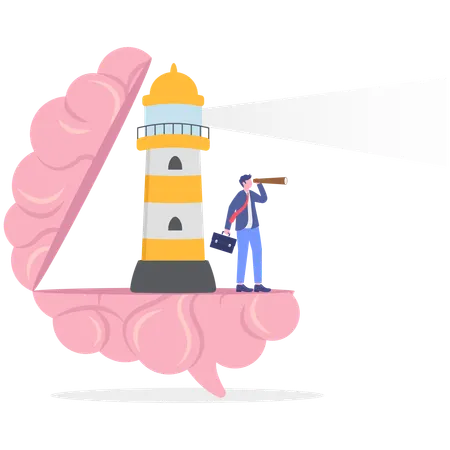 Businessman finding future opportunities  Illustration