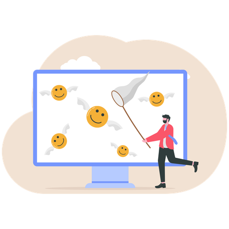 Businessman finding happiness  Illustration