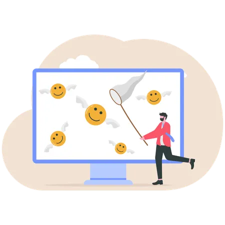 Businessman finding happiness  Illustration