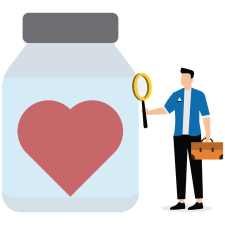 Businessman finding heart  Illustration