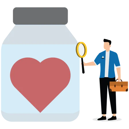 Businessman finding heart  Illustration