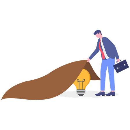 Businessman finding hidden idea  Illustration