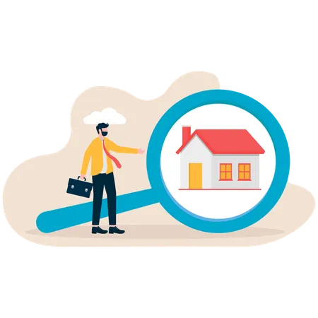 Businessman finding house deal  Illustration