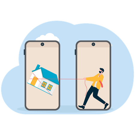 Businessman finding house online  Illustration