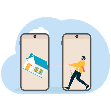 Businessman finding house online  Illustration