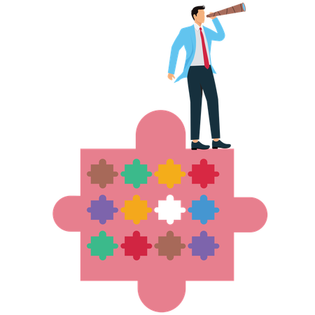 Businessman Finding Last Missing Piece to Complete the Work  Illustration