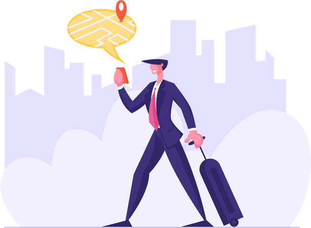 Businessman finding location using GPS  Illustration