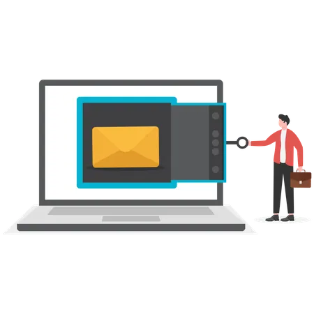 Businessman finding mail security key  Illustration