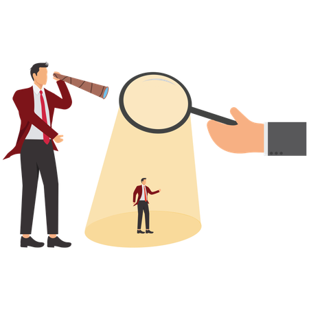 Businessman Finding New Employees using telescope  Illustration