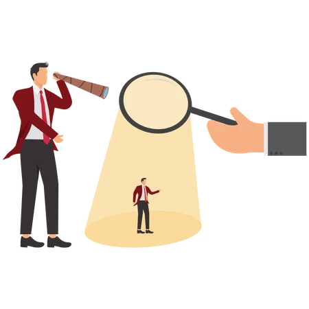 Businessman Finding New Employees using telescope  Illustration