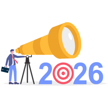 Businessman finding new year 2026 goal  Illustration