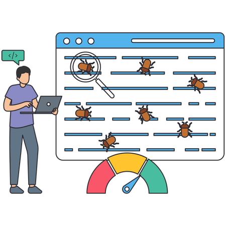 Businessman finding online bugs  Illustration