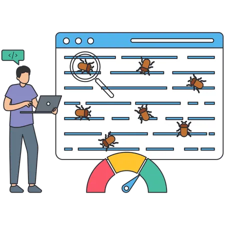 Businessman finding online bugs  Illustration