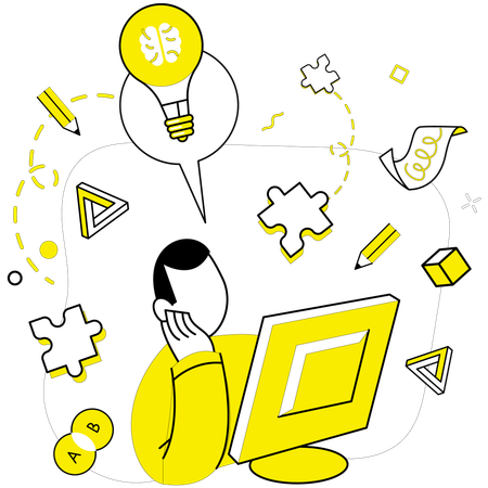 Businessman finding online creative idea  Illustration