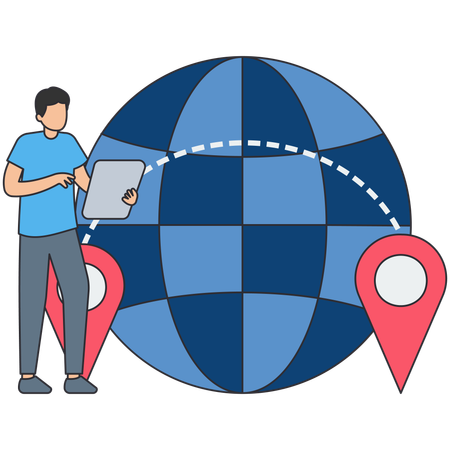 Businessman finding online location  Illustration