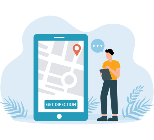 Businessman finding online location  Illustration