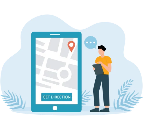 Businessman finding online location  Illustration